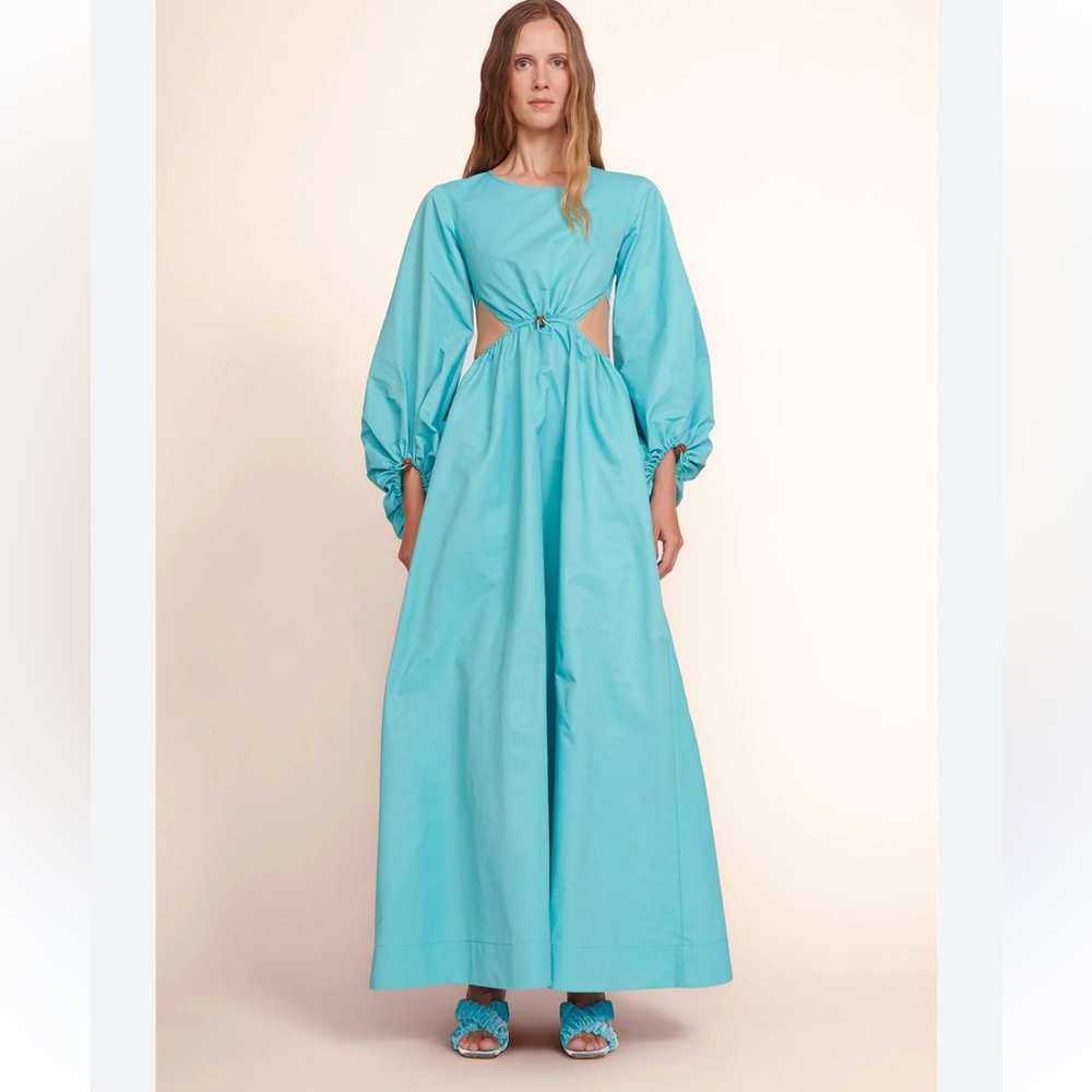 STAUD Ivy Cut Out Maxi Dress in Crystal Waters Blue Size XS NWT